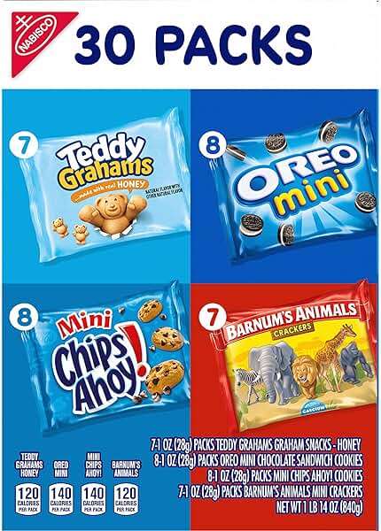Nabisco Team Favorites Variety Pack, Oreo Mini, Chips Ahoy! Mini, Teddy Grahams Honey & Barnum'S Animal Crackers, 30 Snack Packs - Image 13