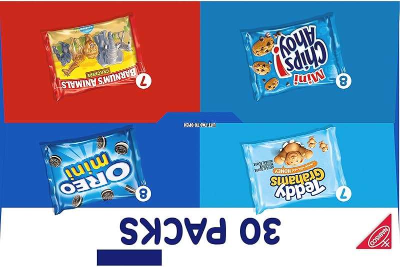 Nabisco Team Favorites Variety Pack, Oreo Mini, Chips Ahoy! Mini, Teddy Grahams Honey & Barnum'S Animal Crackers, 30 Snack Packs - Image 15
