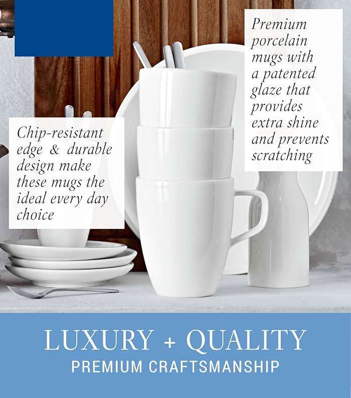 Villeroy & Boch Artesano Coffee Mug Set of 6 Premium Vitrified White Porcelain - Made in Germany - Microwave and Dishwasher Safe - 10 Ounce Capacity - Image 3