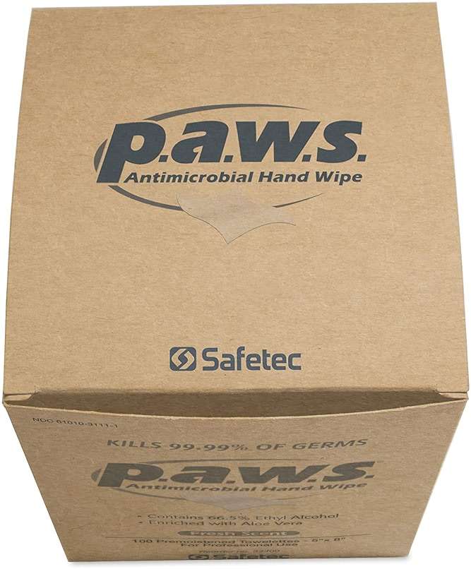 Safetec Paws Hand Wipes, 100 ct. (Individuals) Box (10 Boxes/case) - Image 7