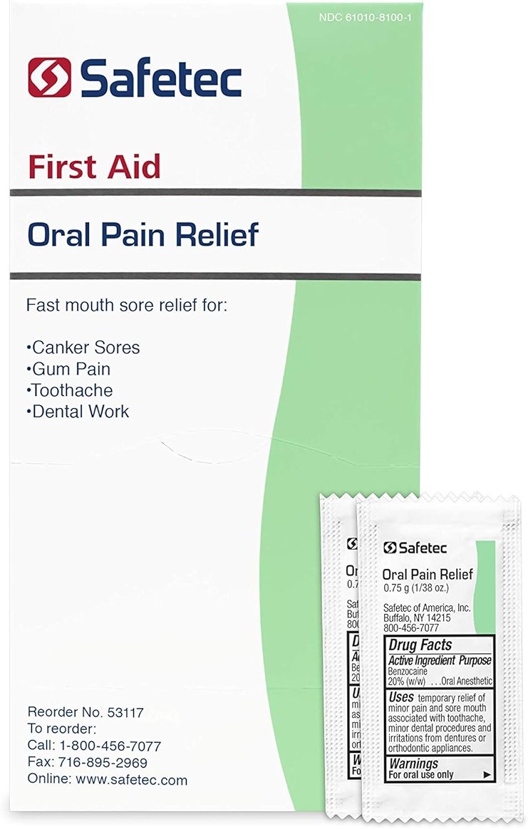 Safetec Oral Pain Relief Gel.75 g. Pouch 144 ct. Box (12 Boxes/case) - Product Image