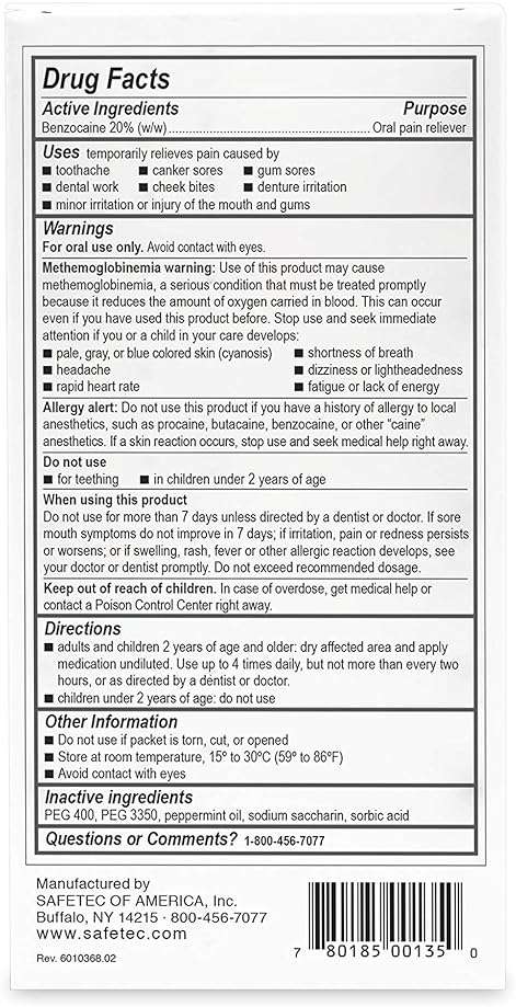 Safetec Oral Pain Relief Gel.75 g. Pouch 144 ct. Box (12 Boxes/case) - Image 8