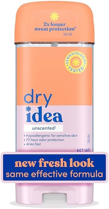 Dry Idea Gel Deodorant & Antiperspirant for Women - Hypoallergenic for Sensitive Skin, 2X Longer Sweat Protection*, 72Hr Odor Control, Unscented, Womens Deodorant, 3 oz - Product Image