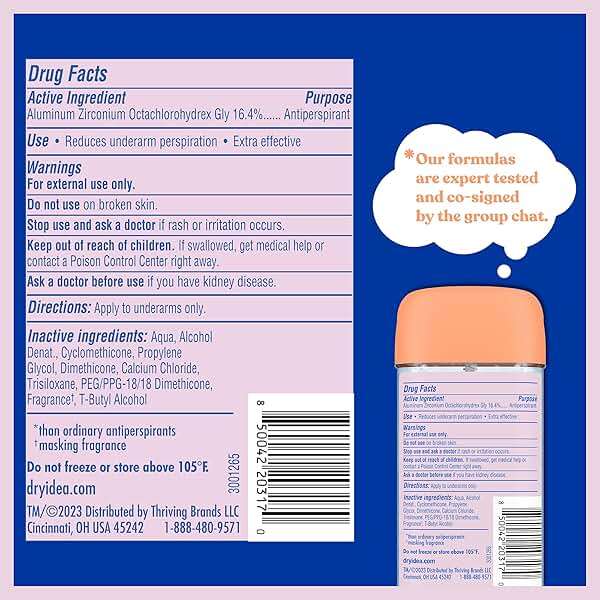 Dry Idea Gel Deodorant & Antiperspirant for Women - Hypoallergenic for Sensitive Skin, 2X Longer Sweat Protection*, 72Hr Odor Control, Unscented, Womens Deodorant, 3 oz - Image 2