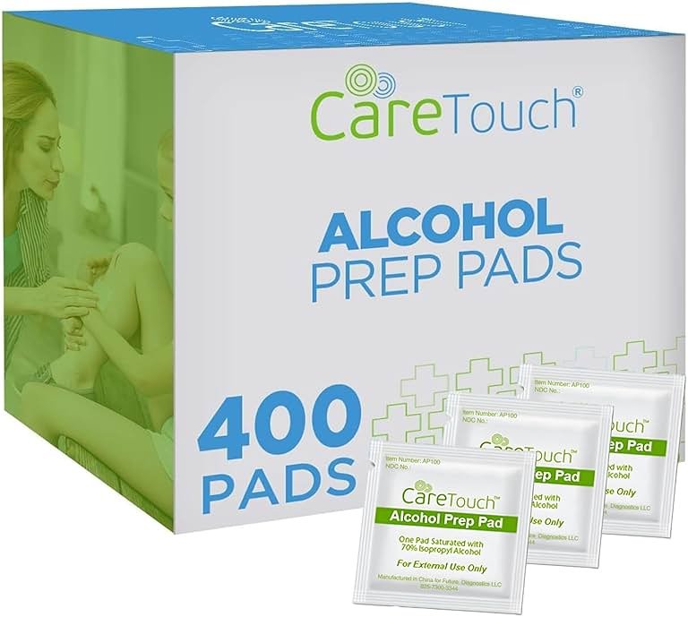 Care Touch Alcohol Wipes Individually Wrapped - Prep Pads with 70% Isopropyl Alcohol, Great for Home, Medical & First Aid Kits Sterilized, Antiseptic 2-Ply Swabs 400 Count - Product Image