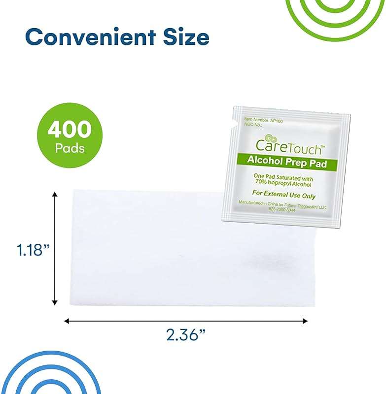 Care Touch Alcohol Wipes Individually Wrapped - Prep Pads with 70% Isopropyl Alcohol, Great for Home, Medical & First Aid Kits Sterilized, Antiseptic 2-Ply Swabs 400 Count - Image 3