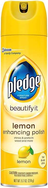 Pledge Multi-Surface Cleaner Spray and Wipes Bundle, Works on Leather, Granite, Wood, Lemon Scent (2 Count of 9.7 oz Cans, and 2 Pack of 24 Wipes) - Image 2