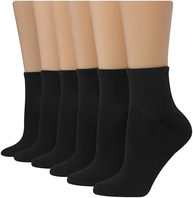 Hanes womens 6-pair Comfort Fit Ankle athletic socks, Black, 5-9 US - Product Image