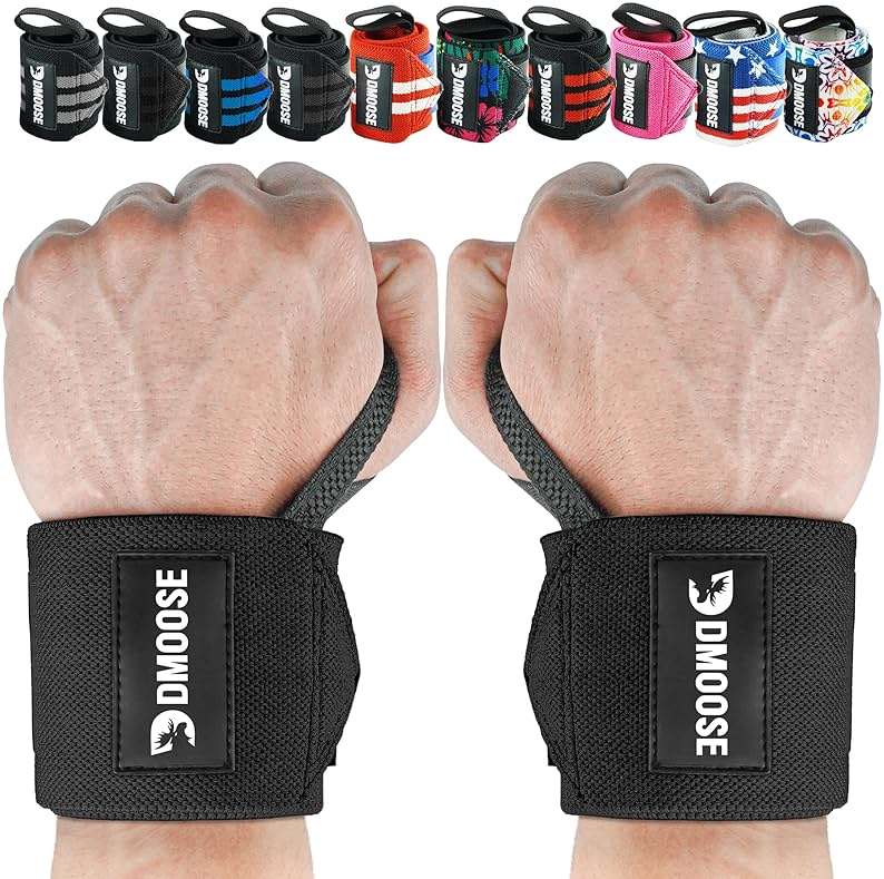 DMoose Fitness Wrist Wraps for Weightlifting 18" - Heavy Duty Gym Wrap with Hand Thumb Loop for Support & Pain Relief, USPA Approved Powerlifting, Weight Lifting Wrist Straps for Men & Women Work Out - Image 1