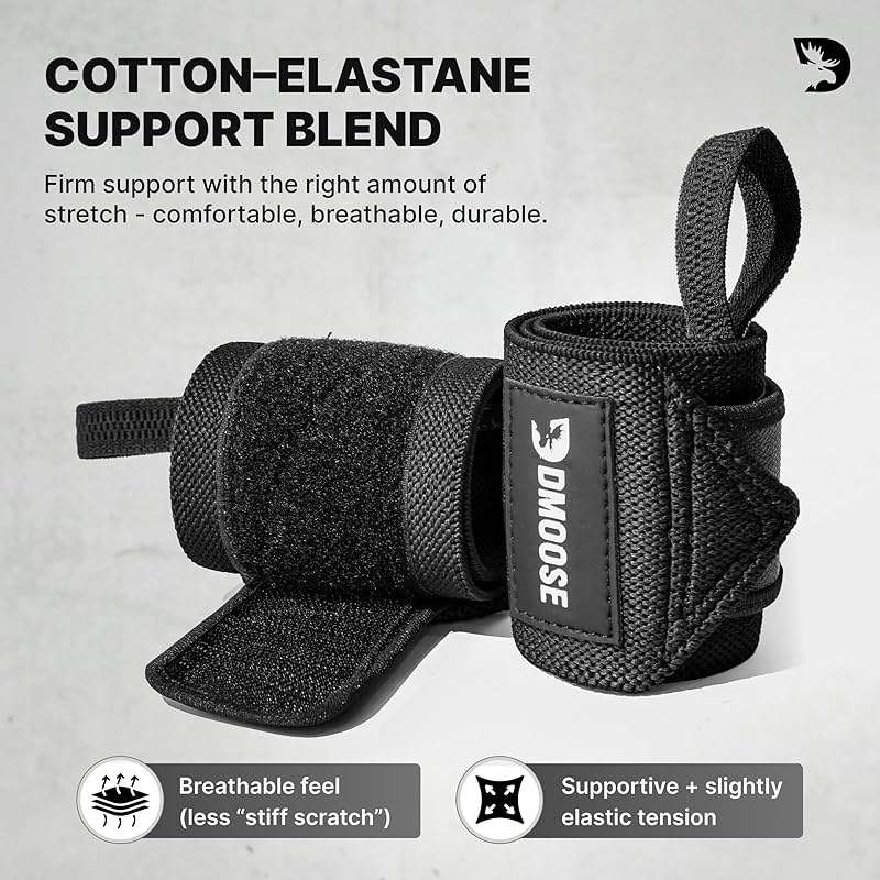 DMoose Fitness Wrist Wraps for Weightlifting 18" - Heavy Duty Gym Wrap with Hand Thumb Loop for Support & Pain Relief, USPA Approved Powerlifting, Weight Lifting Wrist Straps for Men & Women Work Out - Image 4
