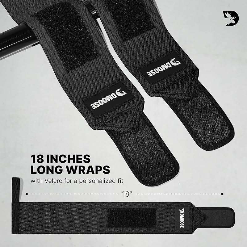 DMoose Fitness Wrist Wraps for Weightlifting 18" - Heavy Duty Gym Wrap with Hand Thumb Loop for Support & Pain Relief, USPA Approved Powerlifting, Weight Lifting Wrist Straps for Men & Women Work Out - Image 6