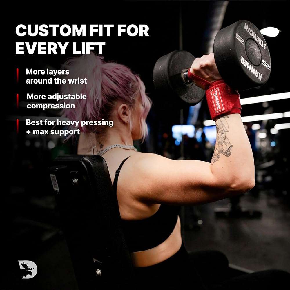 DMoose Fitness Wrist Wraps for Weightlifting 18" - Heavy Duty Gym Wrap with Hand Thumb Loop for Support & Pain Relief, USPA Approved Powerlifting, Weight Lifting Wrist Straps for Men & Women Work Out - Image 7