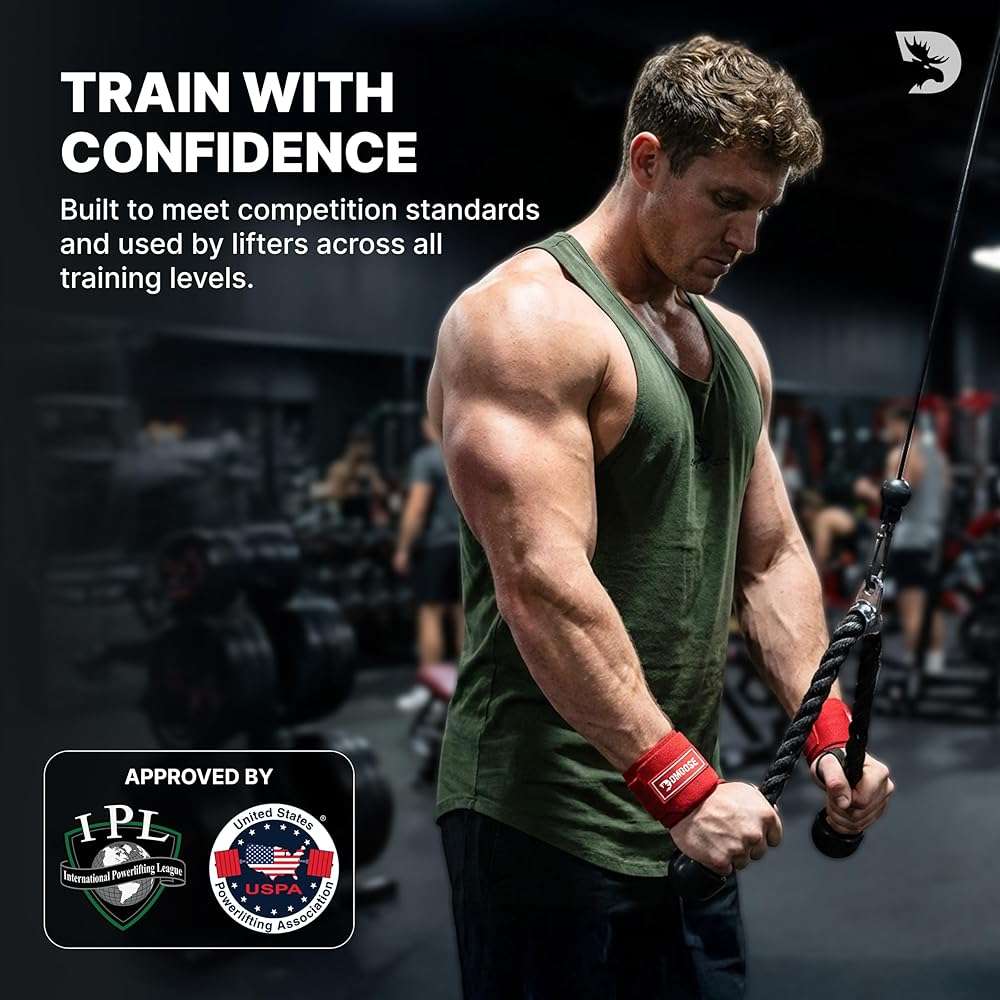DMoose Fitness Wrist Wraps for Weightlifting 18" - Heavy Duty Gym Wrap with Hand Thumb Loop for Support & Pain Relief, USPA Approved Powerlifting, Weight Lifting Wrist Straps for Men & Women Work Out - Image 8