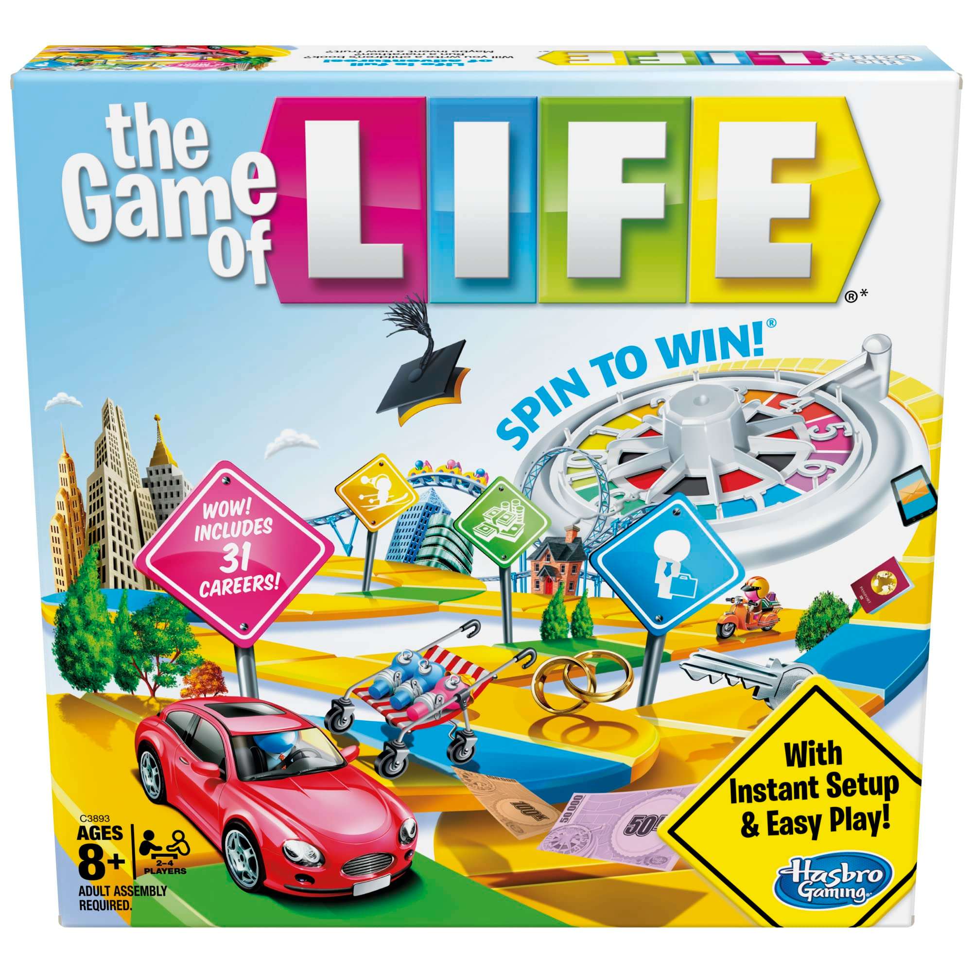 Hasbro Gaming The Game of Life Board Game, Family Games for Kids Ages 8+, Includes 31 Careers, Family Board Games for 2-4 Players, (Amazon Exclusive) - Image 1