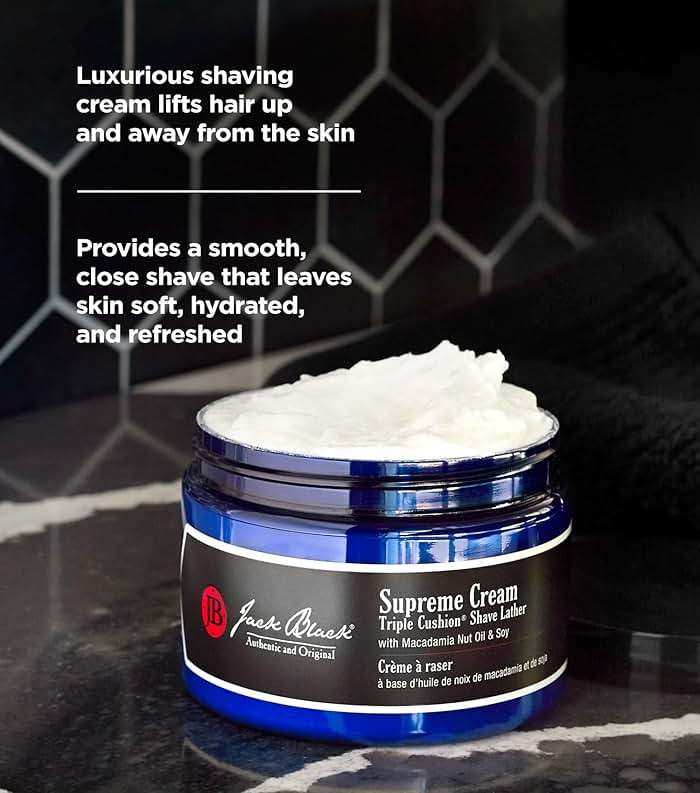 Jack Black Supreme Cream Triple Cushion Shave Lather - Shaving Cream Mens, Shave Cream for Men, Jack Black Shaving Cream for Men, Shaving Lather, Mens Shaving Cream, Jack Black Shave Cream - Image 2