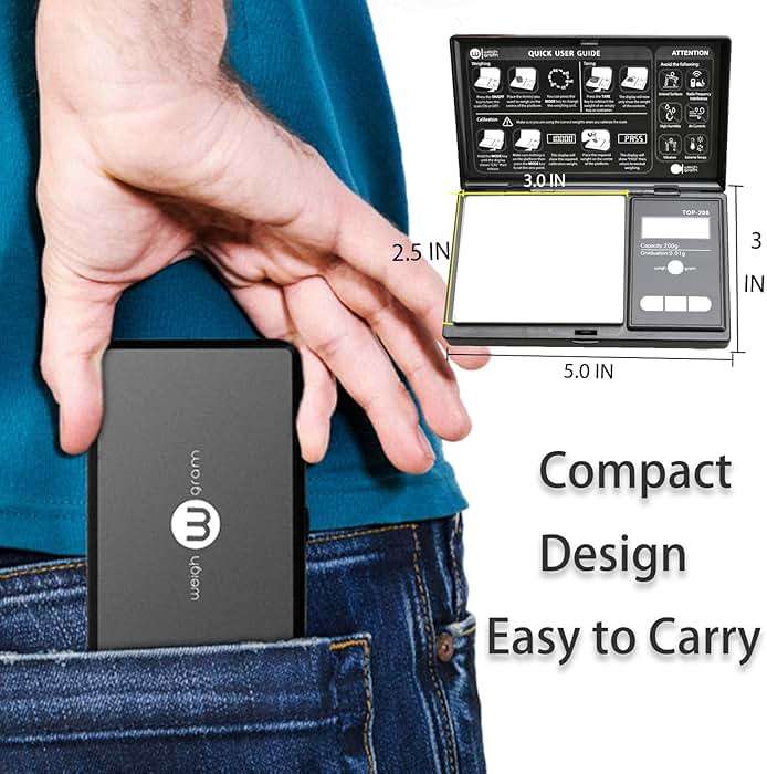 Weigh Gram 200g Digital Pocket Gram Scale 0.01g Accuracy, 200g x 0.01g Mini Digital Grams Scale, Small Food Scale, Jewelry Scale, Ounces Grains Scale With100g Calibration Weight - Image 2