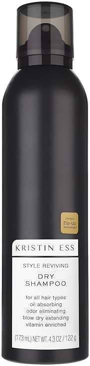 Kristin Ess Volumizing Vitamin C Dry Shampoo Spray for Oily Hair + Frizz - Oil Absorbing Style Extender with Minimal Residue - Powder Spray - Sulfate Free + Vegan + Color Safe - Fresh Pear Fragrance - Image 1