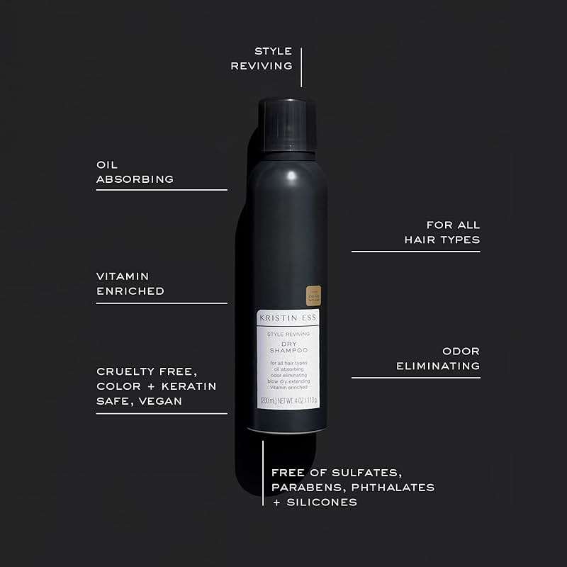 Kristin Ess Volumizing Vitamin C Dry Shampoo Spray for Oily Hair + Frizz - Oil Absorbing Style Extender with Minimal Residue - Powder Spray - Sulfate Free + Vegan + Color Safe - Fresh Pear Fragrance - Image 3