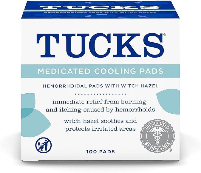 TUCKS Medicated Cooling Pads, 100 Count – Hemorrhoid Pads with Witch Hazel, Cleanses Sensitive Areas, Protects from Irritation, Hemorrhoid Treatment, Medicated Pads Used by Hospitals - Product Image
