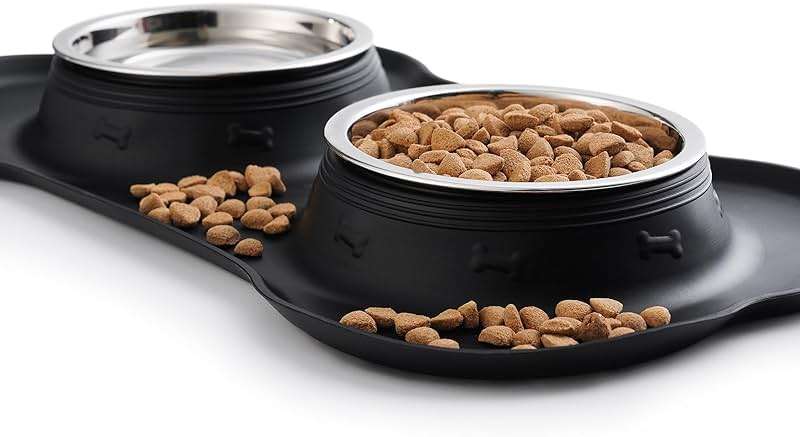 Hubulk Pet Dog Bowls 2 Stainless Steel Dog Bowl with No Spill Non-Skid Silicone Mat + Pet Food Scoop Water and Food Feeder Bowls for Feeding Small Medium Large Dogs Cats Puppies (S, Black) - Image 5