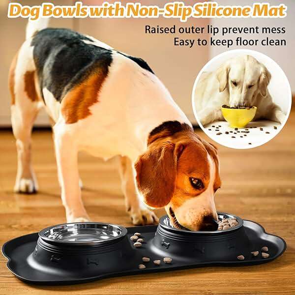 Hubulk Pet Dog Bowls 2 Stainless Steel Dog Bowl with No Spill Non-Skid Silicone Mat + Pet Food Scoop Water and Food Feeder Bowls for Feeding Small Medium Large Dogs Cats Puppies (S, Black) - Image 6