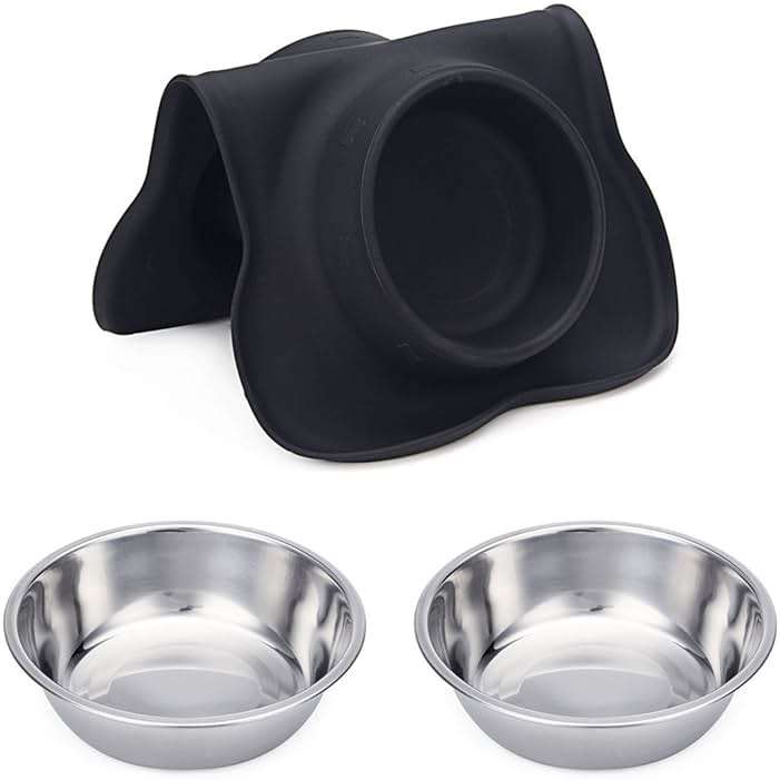 Hubulk Pet Dog Bowls 2 Stainless Steel Dog Bowl with No Spill Non-Skid Silicone Mat + Pet Food Scoop Water and Food Feeder Bowls for Feeding Small Medium Large Dogs Cats Puppies (S, Black) - Image 7