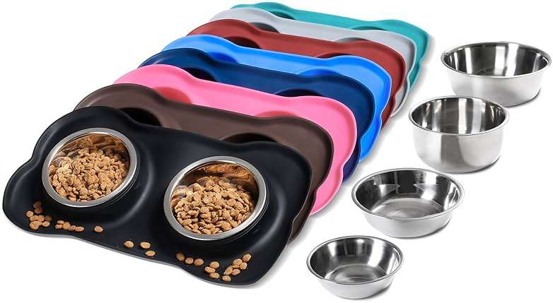 Hubulk Pet Dog Bowls 2 Stainless Steel Dog Bowl with No Spill Non-Skid Silicone Mat + Pet Food Scoop Water and Food Feeder Bowls for Feeding Small Medium Large Dogs Cats Puppies (S, Black) - Image 8
