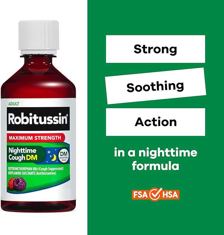 Robitussin Maximum Strength Nighttime Cough DM Max, Adult Formula, Berry Flavor - 8 Fl Oz Bottle - Image 4