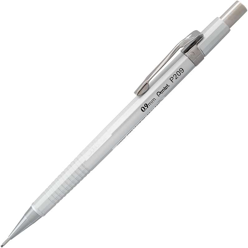 Pentel Sharp Mechanical Pencil, (0.9mm), Metallic Silver Barrel, Box of 12 (P209Z) - Image 3
