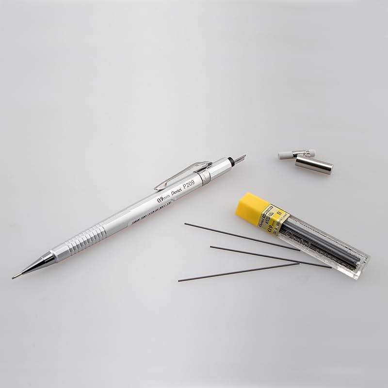 Pentel Sharp Mechanical Pencil, (0.9mm), Metallic Silver Barrel, Box of 12 (P209Z) - Image 6