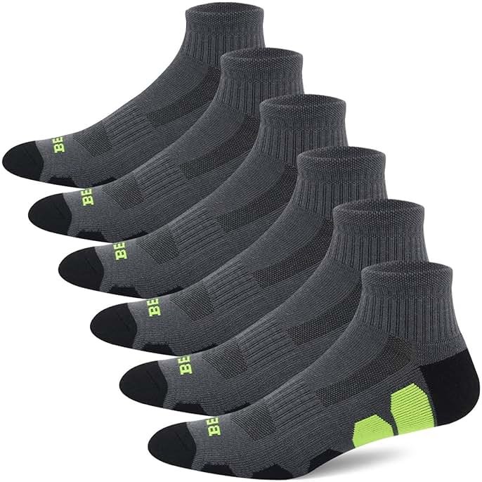 BERING Men's Performance Athletic Ankle Running Socks (6 Pairs) - Product Image