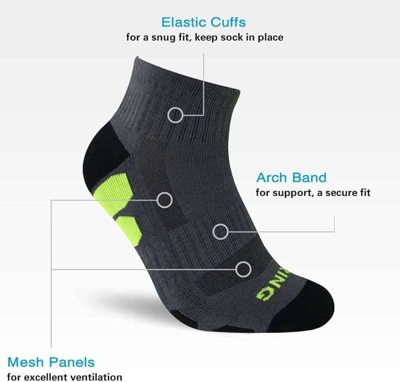 BERING Men's Performance Athletic Ankle Running Socks (6 Pairs) - Image 2