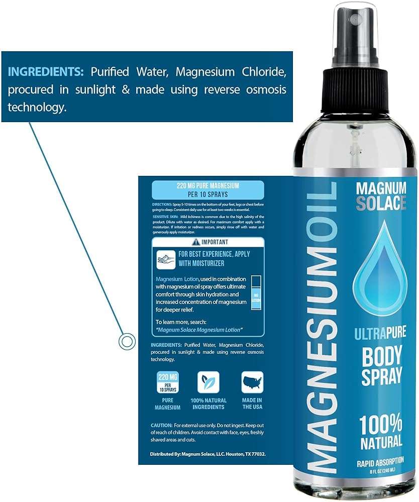 Pure Magnesium Oil Spray - 100% Natural Magnesium Spray, 8 oz - Image 2