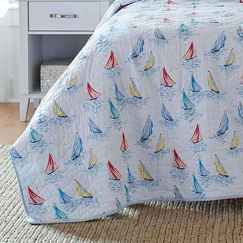 Laura Ashley - King Quilt Set, Cotton Reversible Bedding with Matching Shams, Home Decor Ideal for All Seasons (Ahoy Blue, King) - Image 7