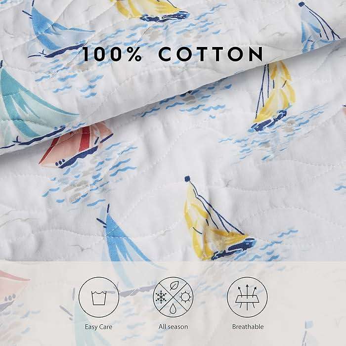 Laura Ashley - King Quilt Set, Cotton Reversible Bedding with Matching Shams, Home Decor Ideal for All Seasons (Ahoy Blue, King) - Image 8