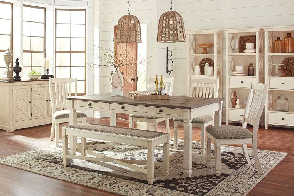Signature Design by Ashley Bolanburg Dining Chairs Set of 2, Slat Back Cottage Side Chairs, Durable Wood Frame with Cushioned Seat, Ideal for Farmhouse Kitchens, Antiqued White - Image 16