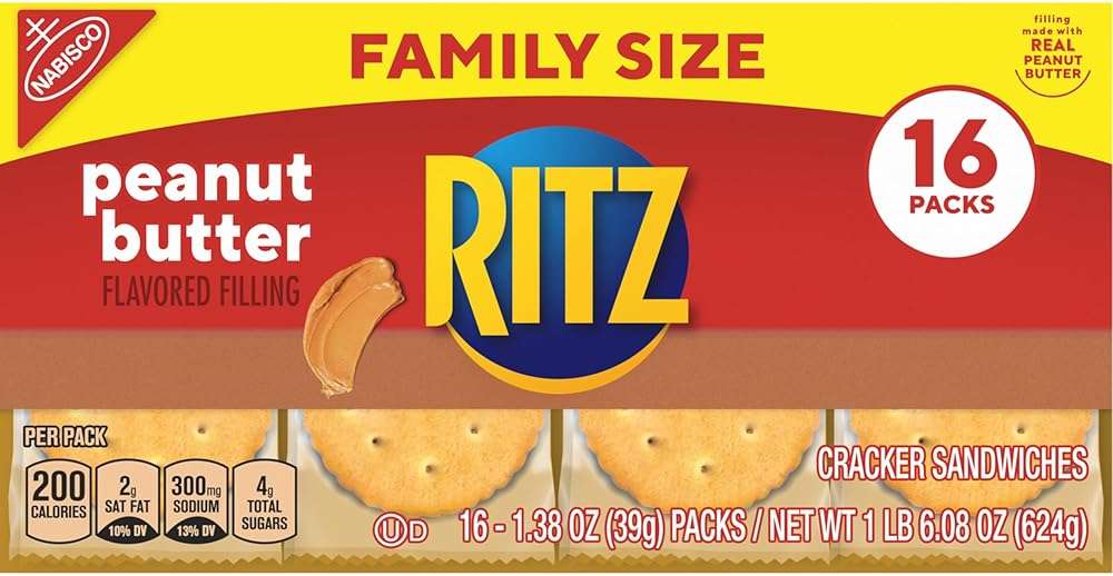 RITZ Peanut Butter Sandwich Crackers, 96 Snack Packs (6 Boxes, 6 Crackers Per Pack) - Image 20