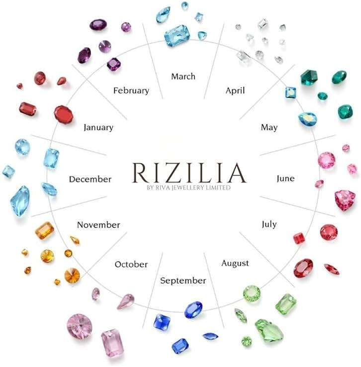 RIZILIA Statement Cross Necklace for Women - Trapezoid Square Cut Multi Birthstone Color Options - 18K White Gold Plated Jewel-Encrusted Pendant, 18"+2" Chain - Gift Boxed for Her, Mother Birthday - Image 5