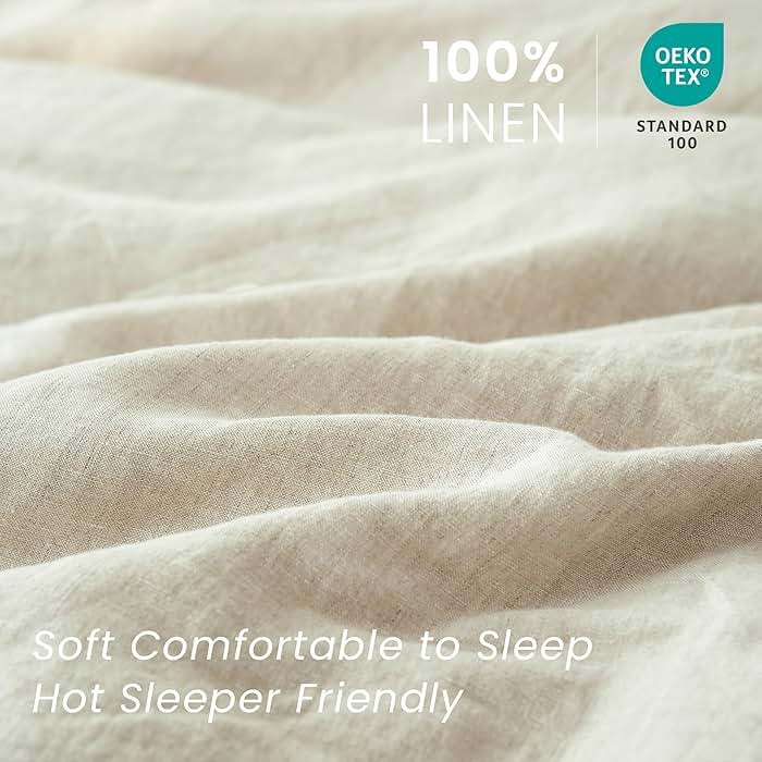 King Linens 100% French Linen Pillow Shams Basic Style - Pack of 2 - Washed Solid Color Natural Flax Soft Breathable - Linen, 20'' x 26'' - Image 2