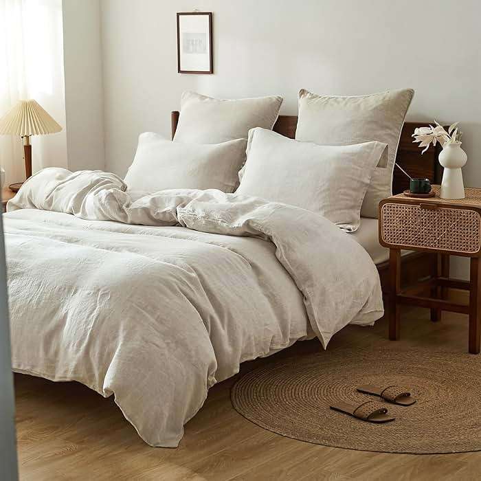 King Linens 100% French Linen Pillow Shams Basic Style - Pack of 2 - Washed Solid Color Natural Flax Soft Breathable - Linen, 20'' x 26'' - Image 5