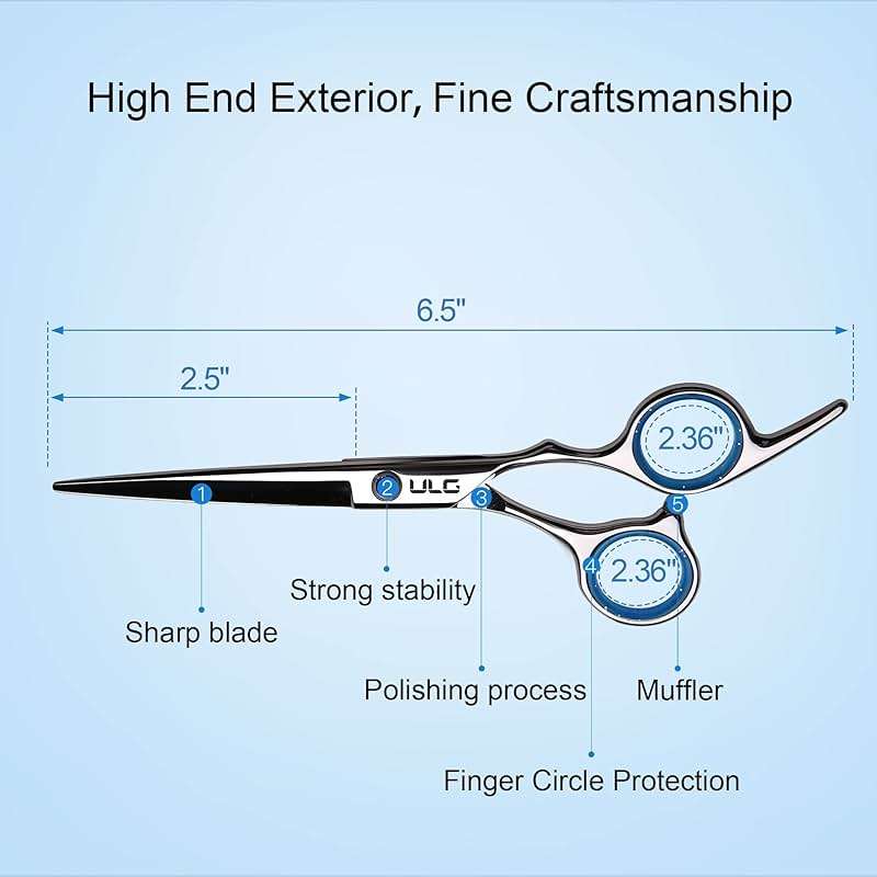 Hair Cutting Scissors, ULG Professional Hair Scissors 6.5 inch Right-Hand Razor Edge Barber Shears Salon Hair Cutting Shears Made of Japanese Stainless Steel, Hand Sharpened Blue - Image 2