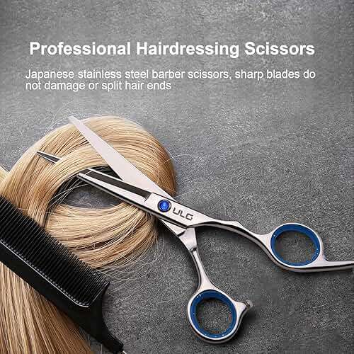 Hair Cutting Scissors, ULG Professional Hair Scissors 6.5 inch Right-Hand Razor Edge Barber Shears Salon Hair Cutting Shears Made of Japanese Stainless Steel, Hand Sharpened Blue - Image 6