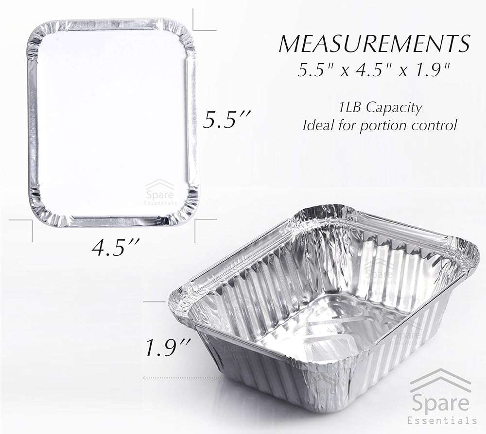 Spare Essentials 55 Pack - Aluminum Pan/Containers with Lids/Foil Containers/Aluminum Pans with Lids/Take Out Containers/Disposable Pans/Aluminum Foil Food Containers/Freezer Meals containers (1 LB) - Image 3