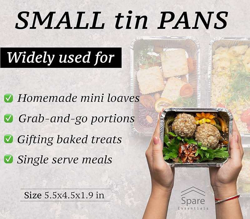 Spare Essentials 55 Pack - Aluminum Pan/Containers with Lids/Foil Containers/Aluminum Pans with Lids/Take Out Containers/Disposable Pans/Aluminum Foil Food Containers/Freezer Meals containers (1 LB) - Image 5