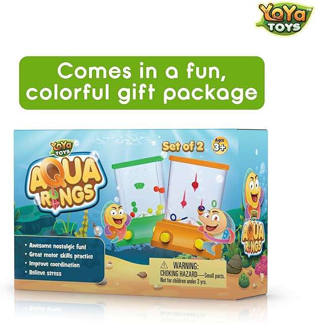 YoYa Toys Aqua Rings Handheld Water Game - Set of 2 - Water Ring Toss and Basketball Hoop Toy - Gift for Ages 3 4 5 6 7 8 9 - Nostalgic 80's 90's Retro Mini Games - Fun Car Road Trip Travel Activities - Image 3