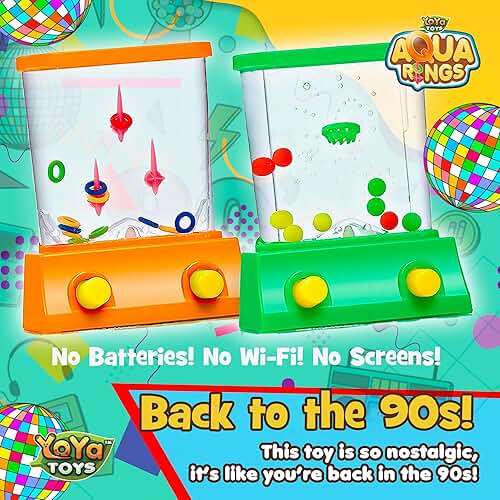YoYa Toys Aqua Rings Handheld Water Game - Set of 2 - Water Ring Toss and Basketball Hoop Toy - Gift for Ages 3 4 5 6 7 8 9 - Nostalgic 80's 90's Retro Mini Games - Fun Car Road Trip Travel Activities - Image 8