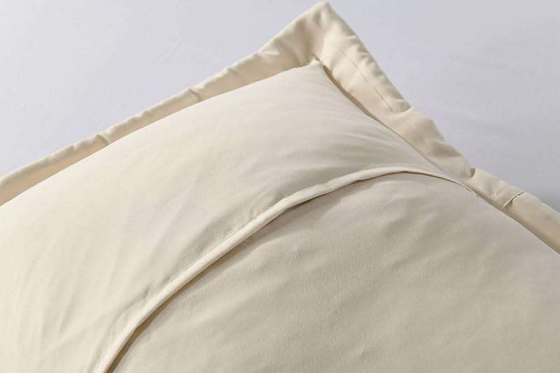 MarCielo 2-Piece Embroidered Pillow Shams, Decorative Microfiber Pillow Covers Set, Standard Size, Beige - Image 5