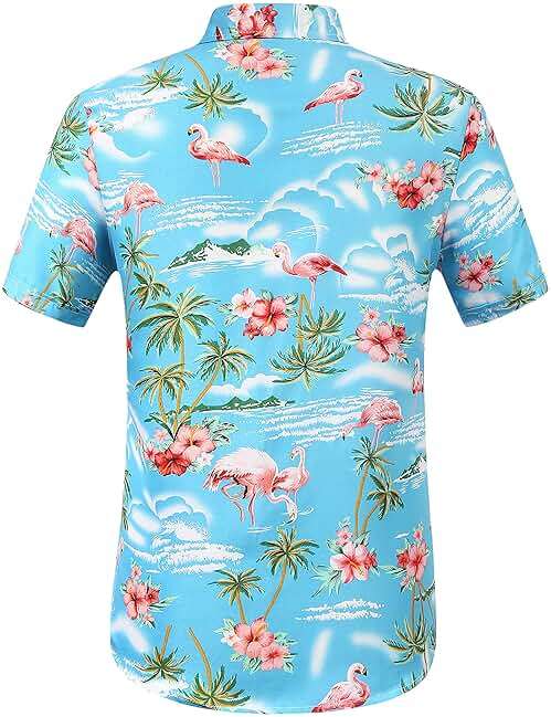 SSLR Pack Hawaiian Shirt for Men Flamingo Short Sleeve Casual Button Down Shirts Summer Beach Shirt - Image 2