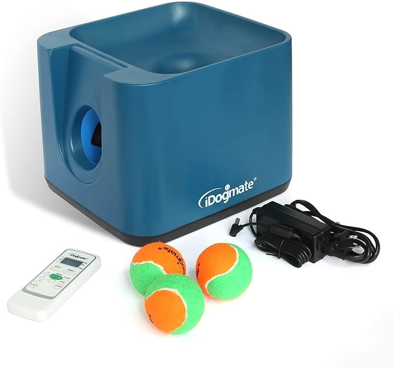 IDOGMATE Automatic Dog Ball Launcher - Rechargeable Tennis Ball Thrower for Big/Medium-Sized Dogs - Remote Control - 3 Balls (2.5 inches) - Indoor/Outdoor Toy - Product Image