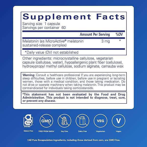 Pure Encapsulations Melatonin-SR - Extended Release Melatonin - Supports Restful Sleep* - Sleep Supplement - Gluten Free & Vegan - 60 Capsules - Image 2